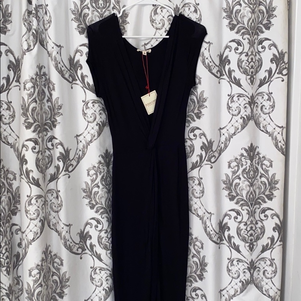 Black plunge neck dress